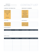 A structured contact list template, featuring sections for company information, emergency numbers, utilities, insurance details, management, and employee contact information.