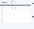Project management table displaying various tasks with their start and end dates, durations, days completed, days remaining, and progress percentages, along with the HubSpot logo at the top.