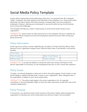 Template for a Social Media Policy outlining key information, scope, and purpose to guide organizations in managing social media usage in the workplace.
