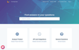 Knowledge base homepage featuring a search bar for inquiries, with three main sections labeled 