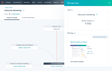 Dashboard interface displaying inbound marketing metrics, including monthly searches and related content topics, with a preview of the 