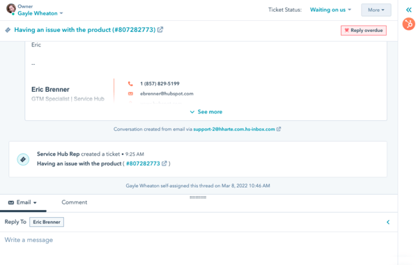 Ansicht des Fensters zur Beantwortung eines überfälligen Anliegens