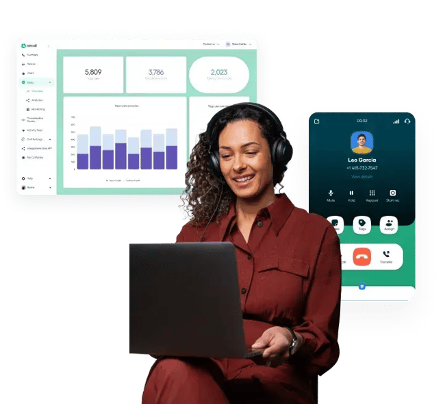 automated cold calling system, image showing the interface of aircall