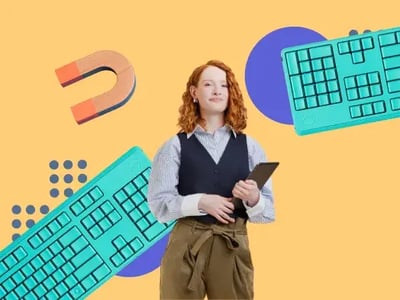 woman uses autonomous agents for her marketing work