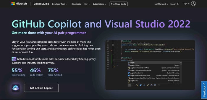 visual studio homepage