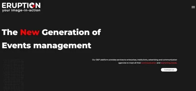 eruption group homepage - avada theme example