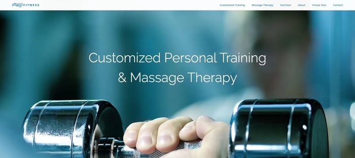 homepage for the pump fitness website