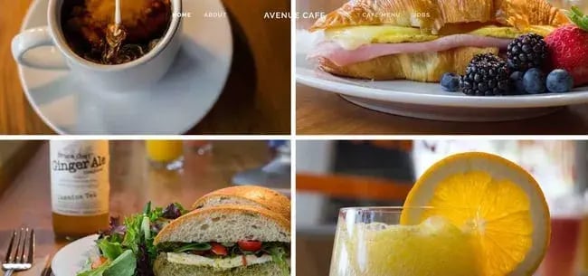 avenue cafe coffee shop website