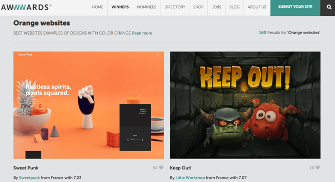 Awwwardsのウェブサイト外観