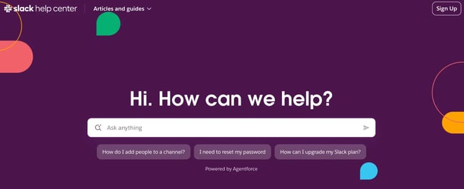 b2b customer service example, slack