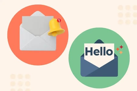 Illustrations of two email envelopes