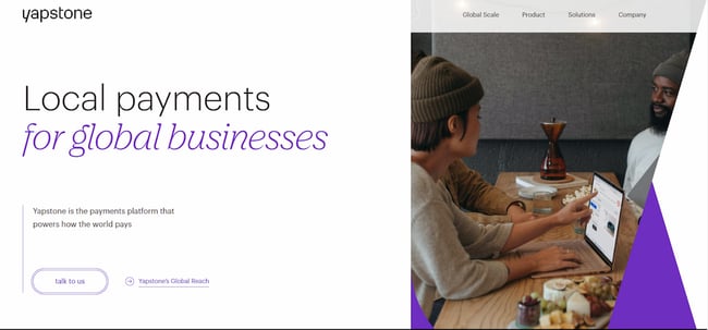 b2b website examples: yapstone