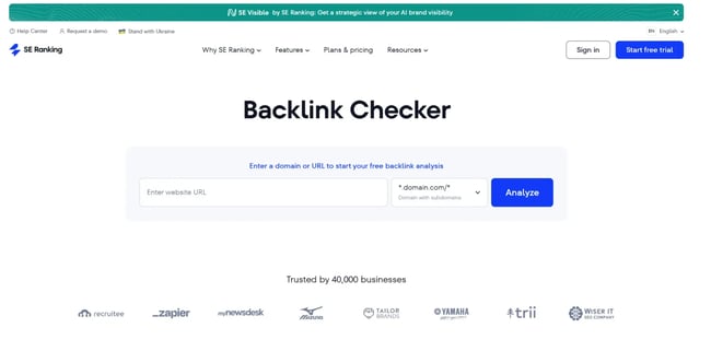 screenshot from seo ranking’s free backlink checker, which is a tried and tested tool to help with backlink strategies.
