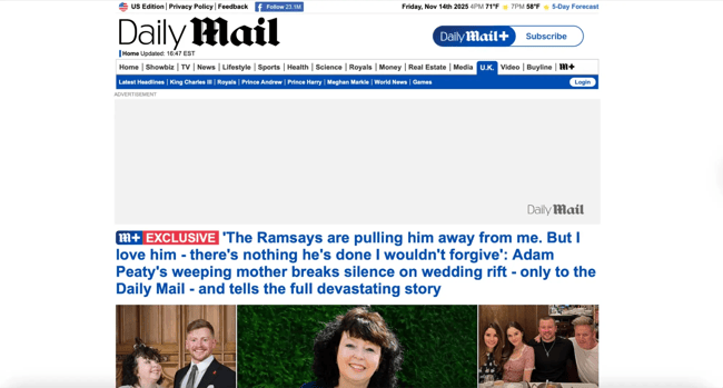 bad website design examples, daily mail