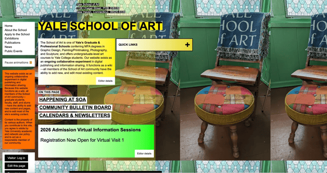 bad website design examples, yale school of art