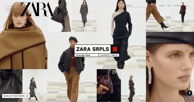 bad website design examples, zara