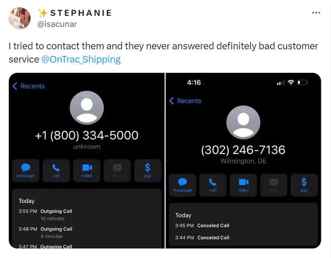bad customer service via phone call