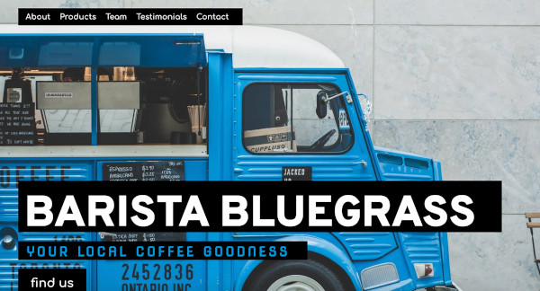 barista bluegrass elementor template