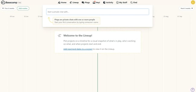 Basicamp -LineUp function, private chats on basecamp