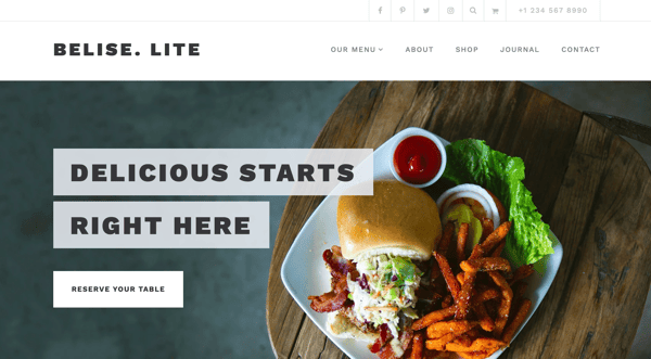 belise lite restaurant wordpress theme themeisle