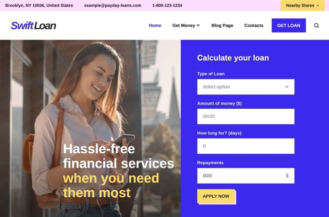 best accountant wordpress themes: SwiftLoan