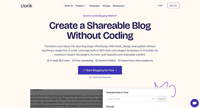 best blogging platforms, dorik