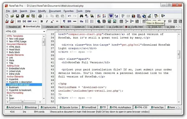 best html and css editor notetab