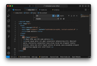 best html and css editor search and replace