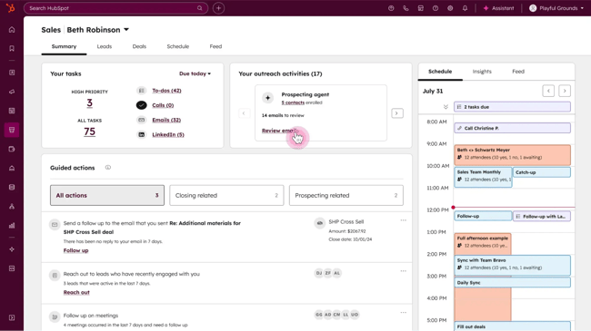 best lead nurturing tools, HubSpot Sales Hub interface