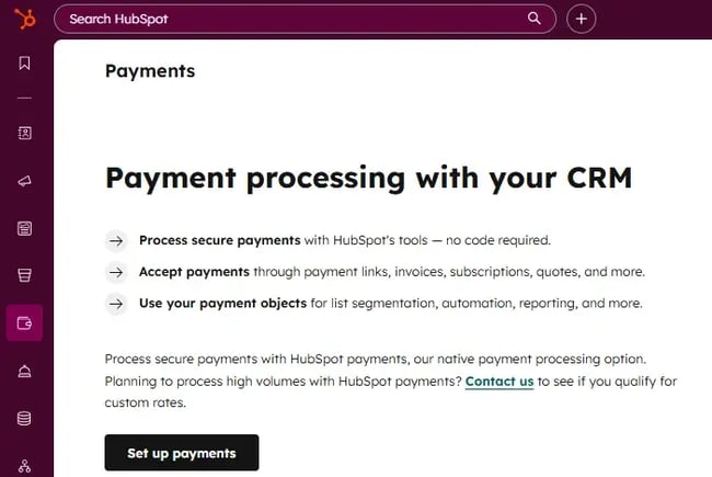 best meeting management software for sales teams, HubSpot meeting management tool - payment processing with CRM