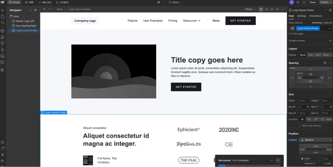 best website builder for aeo — webflow visual designer interface