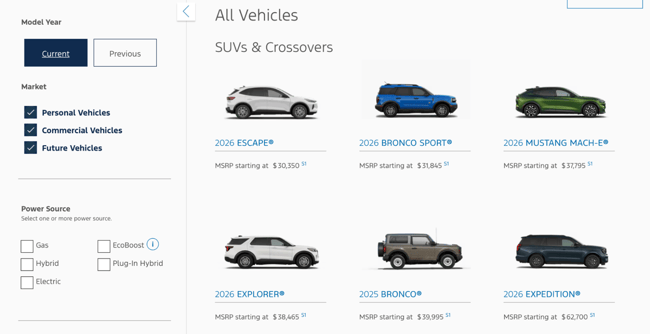 best website designs, ford