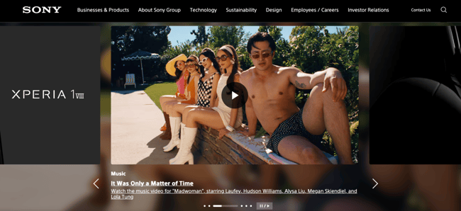 best website designs, sony