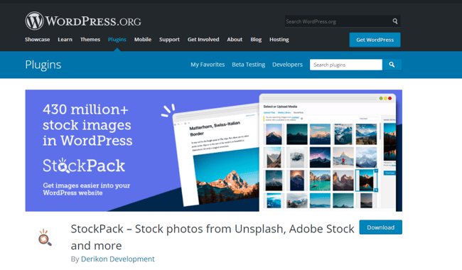 best wordpress plugins to find images- StockPack