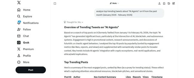 grok ai analyzing trending topics from x (twitter), best ai chatbot