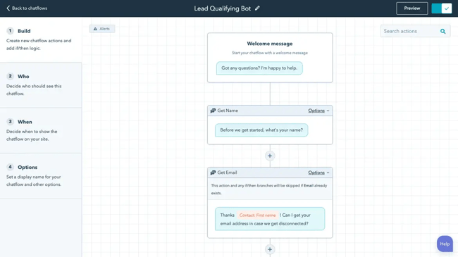 hubspot chatbot builder tool