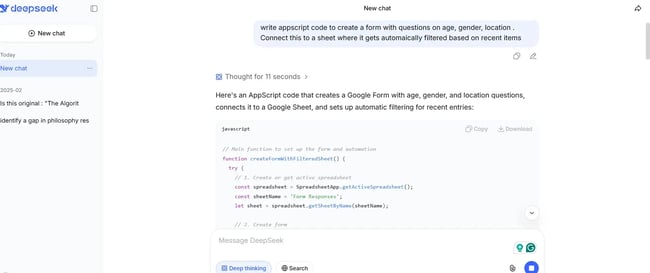 deepseek ai writing code, best ai chatbot