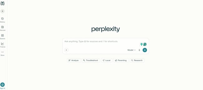 perplexity landing page, best ai chatbot
