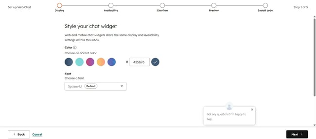 hubspot chatbot builder interface