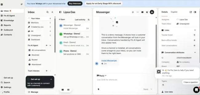 fin ai agent user interface
