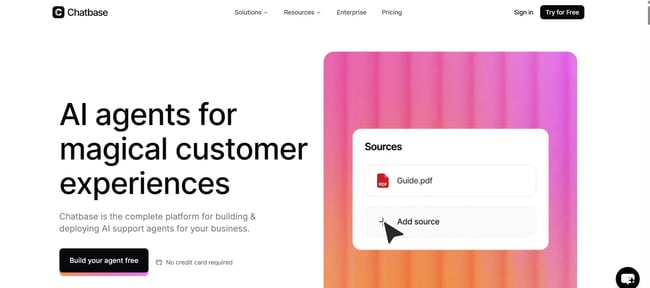 chatbase landing page, best ai chatbot