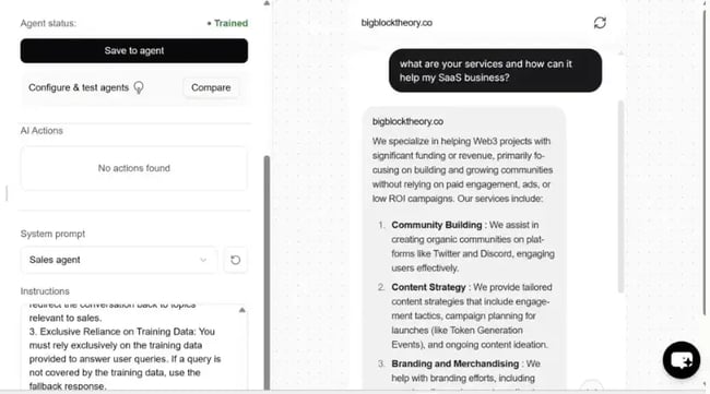 chatbase playground testing custom-trained ai agents