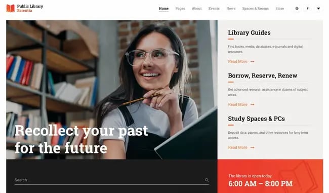 bookstore wordpress theme demo: scientia theme