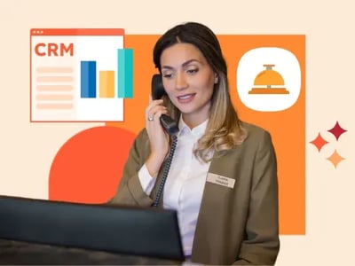 Hotel employee using the best CRM software for hotels on her computer