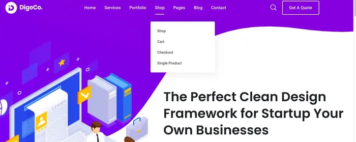 about us website page templates: Digeco Wordpress theme