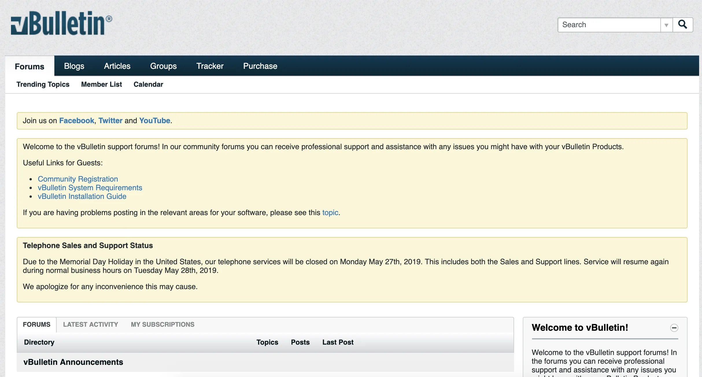 vBulletin forum example