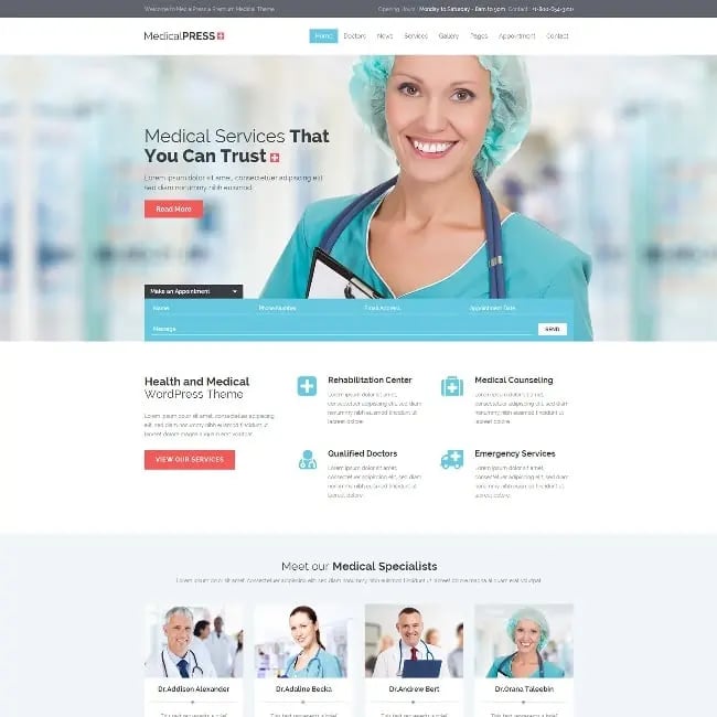 MedicalPress is a modern and feature-rich WordPress health theme that's suitable for doctors, dentists