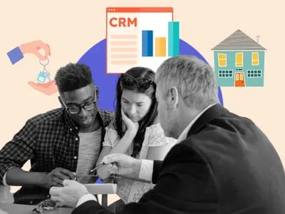 Lender using the best mortgage crm while meeting with a couple