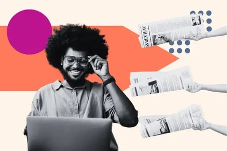 man reviews news website design