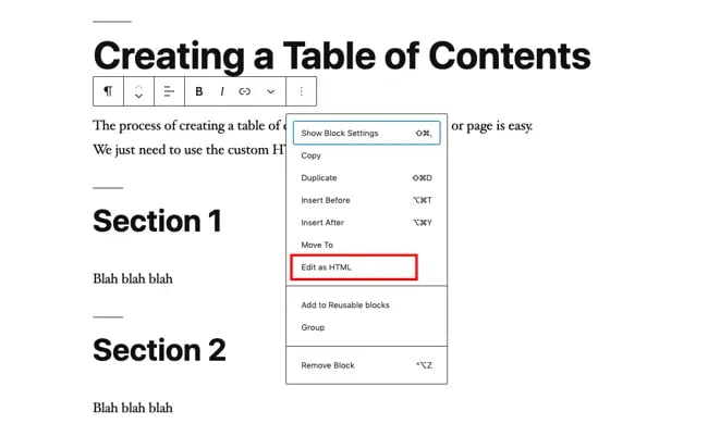 Click Edit as HTML in WordPress editor-1